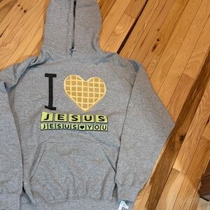 Gray Hoodie with Waffle Heart Design